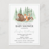 Carte postale baby shower pour les animaux foresti (Devant)