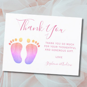 Carte Postale Baby shower Rainbow Baby Feet Merci