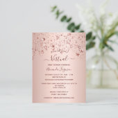 Carte Postale Baby shower rose étoiles goutte d'or virtuel (Debout devant)