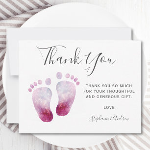 Carte postale Baby shower rose pieds