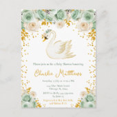 Carte Postale Baby shower Rose Swan Sage Green et Gold (Devant)