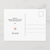 Carte Postale Baby shower rose verdure fleurie merci (Dos)
