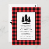 Carte Postale BABY SHOWER | Rustique Forêt Buffalo Checks (Devant / Derrière)