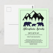 Carte Postale Baby shower Rustique Ours De Bois Par Courrier (Devant / Derrière)