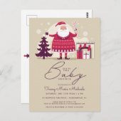 Carte Postale Baby shower | Santa Claus et cheminée (Devant / Derrière)