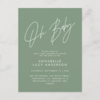Baby shower script moderne sauge vert élégant