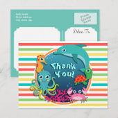 Carte Postale Baby shower Sea Life, Bright Rainbow Stripes (Devant / Derrière)