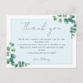 Carte Postale Baby shower simple de Merci Eucalyptus (Devant)