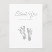 Carte Postale Baby shower simple Merci moderne Gris Empreinte (Devant)