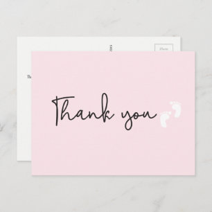 Carte Postale Baby shower simple pieds roses