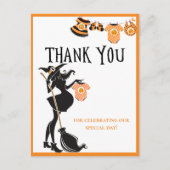 Carte Postale Baby Shower Sorcière d'Halloween Merci (Devant)