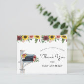 Carte Postale Baby Shower Tournesols et Roses par la Poste Remer (Debout devant)