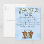 Carte Postale Baby shower Twin Boys Teddy Bear (Devant / Derrière)