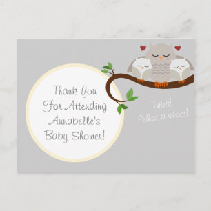 Carte postale Baby shower Twin Owls