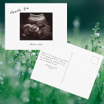 Carte Postale Baby shower Ultrasound Cute Police Merci<br><div class="desc">Carte postale Merci photo Ultrasound. Message personnalisé à l'arrière. Police mignonne.</div>