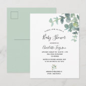 Carte Postale Baby shower verdoyant d'Eucalyptus (Devant / Derrière)