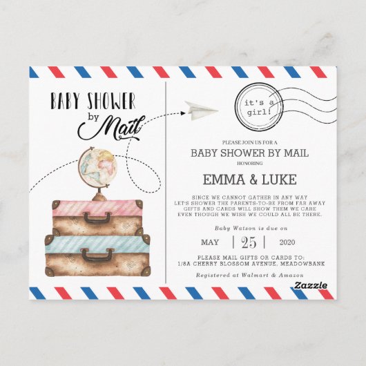 Carte Postale Baby shower vintage par poste interurbain (Dos)