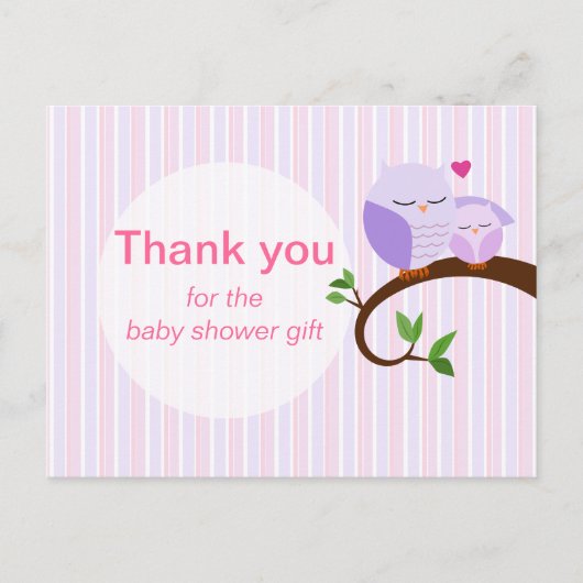 Carte Postale Baby shower Violet Merci (Devant)