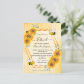 Carte Postale Baby shower virtuel de fleurs de soleil d'abeilles (Debout devant)