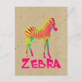 Carte Postale Baby Zebra Wild Psychedelic en rose jaune vert (Devant)