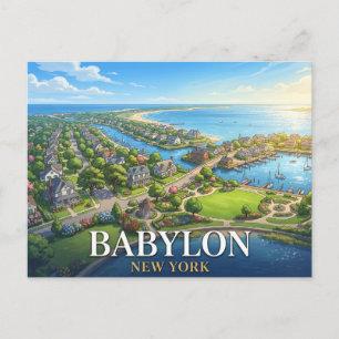 Carte Postale Babylone Voyage New York Village côtier