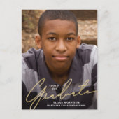 Carte Postale Baccalauréat simple Script Gold Overlay Photo (Devant)