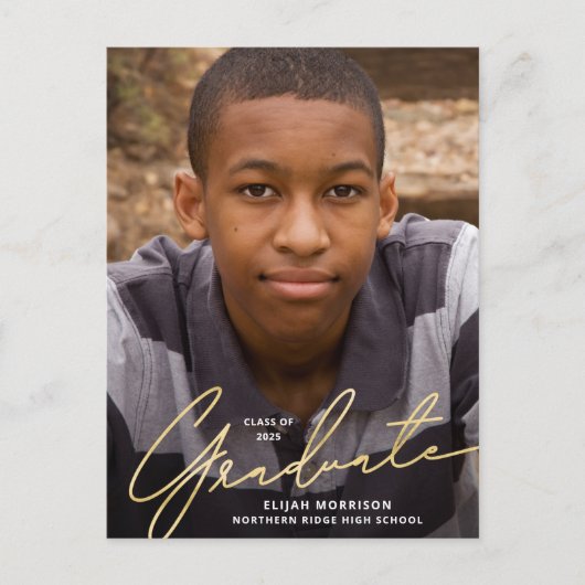 Carte Postale Baccalauréat simple Script Gold Overlay Photo (Devant)