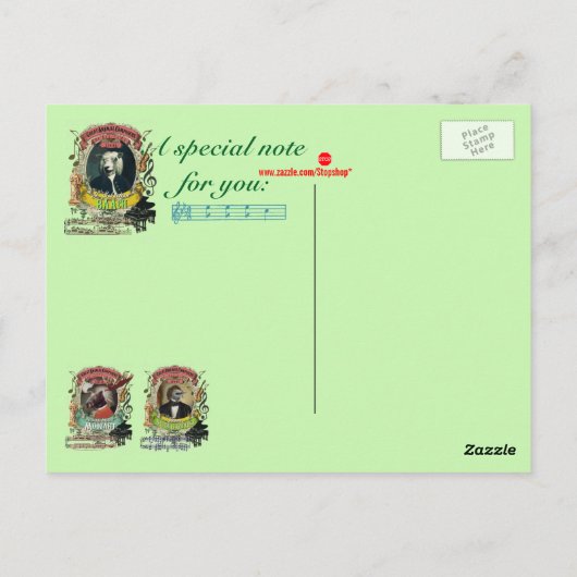 Carte Postale Bach Funny Sheep Great Animal Composer Bach (Dos)