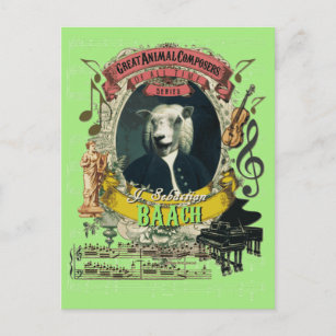 Carte Postale Bach Funny Sheep Great Animal Composer Bach