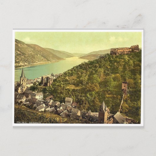Carte Postale Bacharach et ruines de Stahleck, Rhin, allemand (Devant)