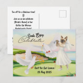 Carte Postale Bachelorette de Mariage de mariée de Golfer pour A (Devant / Derrière)