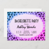 Carte Postale Bachelorette Empreinte de léopard bleu violet (Devant / Derrière)
