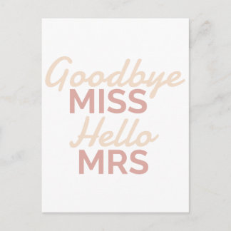 Carte Postale Bachelorette Party au revoir Mlle Bonjour Mme Brid