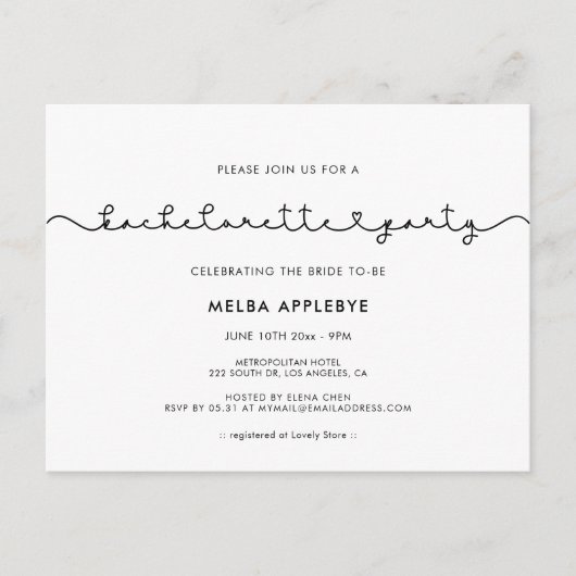 Carte Postale Bachelorette Party Bachelorette (Devant)