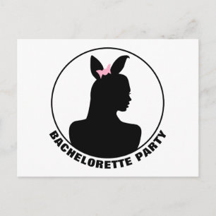 Carte Postale Bachelorette Pink Bunny Girl Invitation