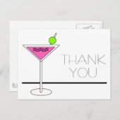 Carte Postale Bachelorette Pink Martini Cocktail Merci (Devant / Derrière)