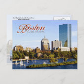 Carte Postale Back Bay Skyline de la rivière Charles, Boston (Devant / Derrière)