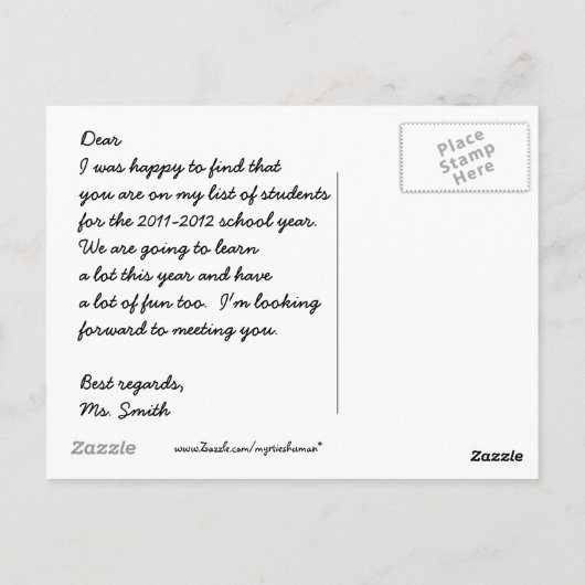 Carte Postale Back to school (Dos)