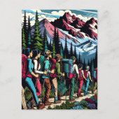 Carte Postale Backpacking People Randonnée Trail à travers les m (Devant)
