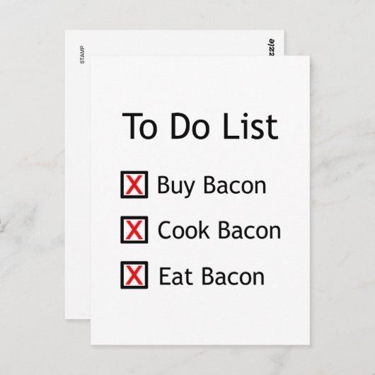 Carte Postale Bacon à faire (Devant / Derrière)