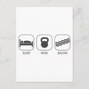 Carte Postale Bacon dormant WOD - Entraînement Et Poids Lifting