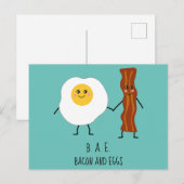 Carte Postale Bacon & Oeufs BAE Cute Kawaii Valentines (Devant / Derrière)