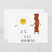 Carte Postale Bacon & Oeufs BAE Cute Kawaii Valentines (Devant / Derrière)