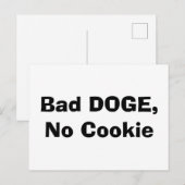 Carte Postale Bad DOGE, pas de biscuit (Devant / Derrière)