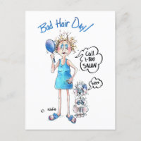 Bad Hair Day, robe bleue, expression déprimée