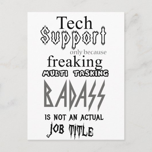 Carte Postale Badass du support technique (Devant)