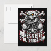 Carte Postale Badass Skeleton Bulldog Gothic (Devant / Derrière)
