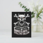 Carte Postale Badass Skeleton Bulldog Gothic Skull (Debout devant)