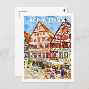 Carte Postale Baden Wurttemberg Allemagne Travel Place Aquarelle