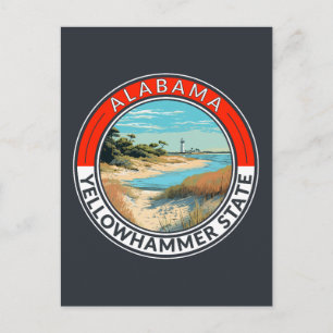 Carte Postale Badge d'art de voyage de l'Alabama